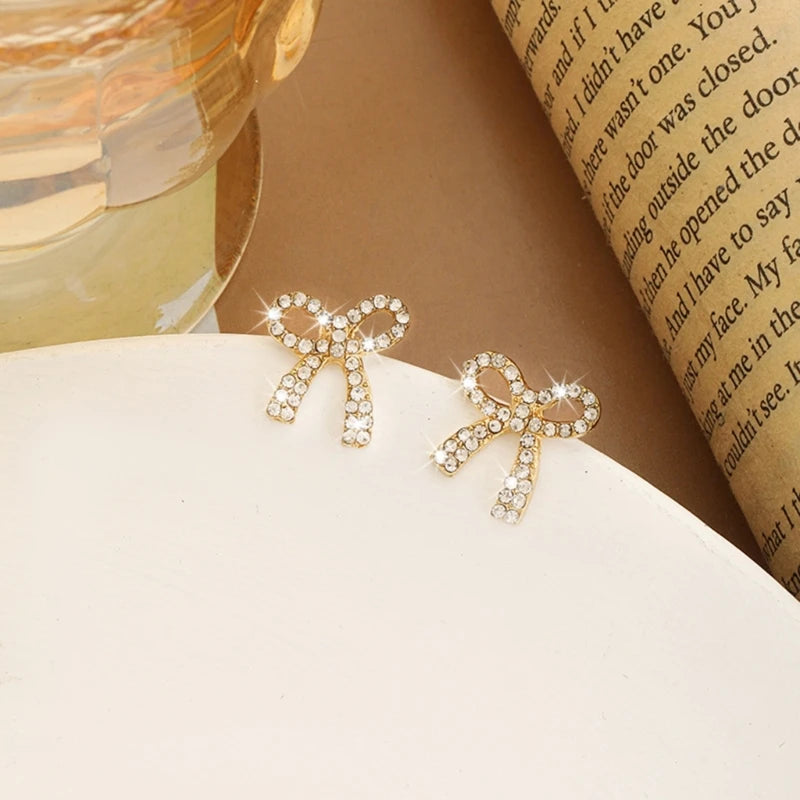 Light Luxury Bowknot Drop Earrings | Elegant Long Bow Studs for Women