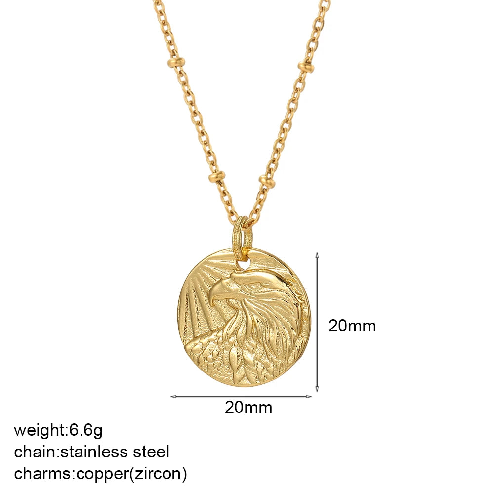 Vintage Gold Coin Pendant Necklace | Adjustable Portrait Chain for Women