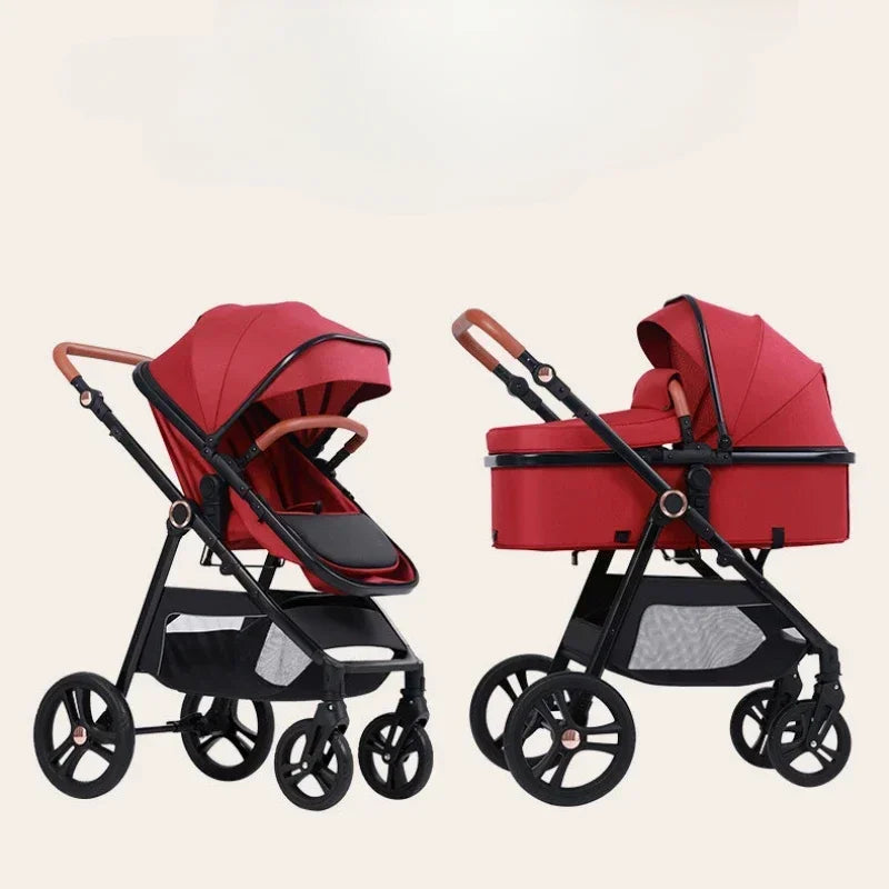 Multifunctional Three-in-one Stroller Lightweight Children's Stroller Deluxe High Landscape Stroller Foldable Newborn Carriage