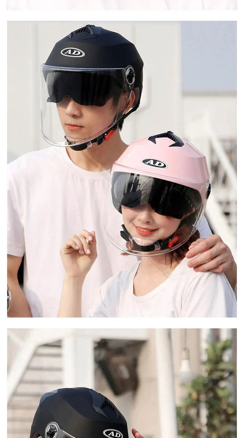 Motorcycle Helmet with LED Lights | Adjustable Electric Scooter & Moped Half Helmet for Men and Women