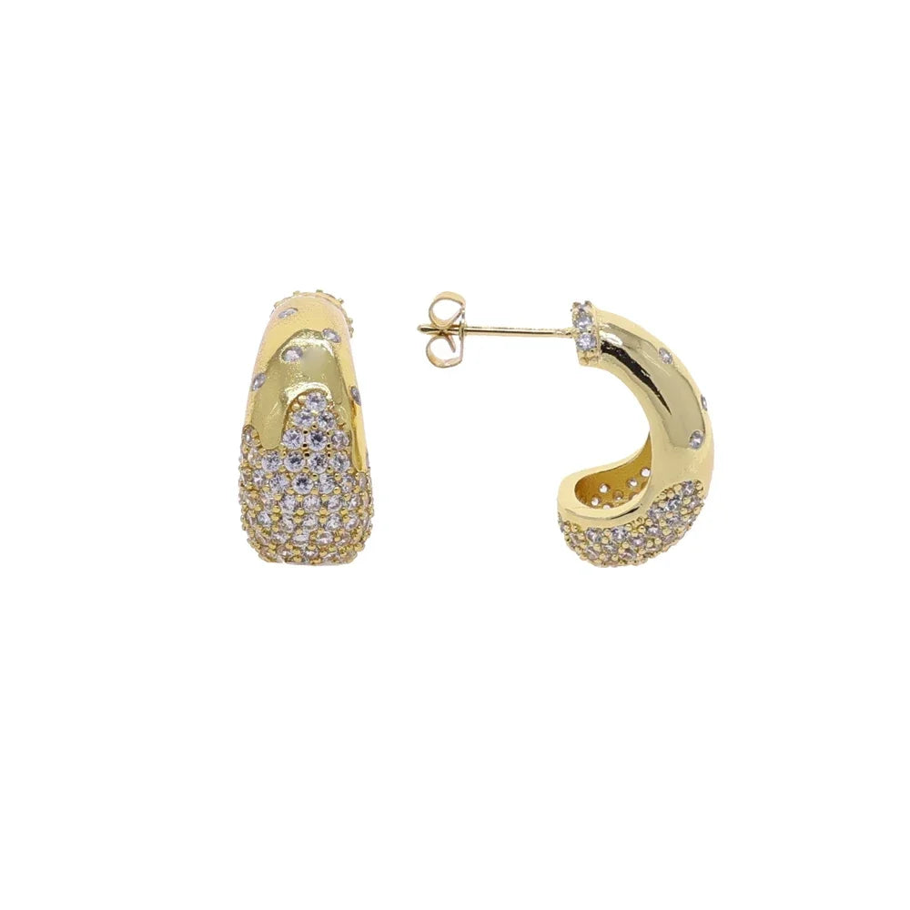 2025 Gold-Plated Waterdrop Earrings | Paved Cubic Zircon Studs for Women