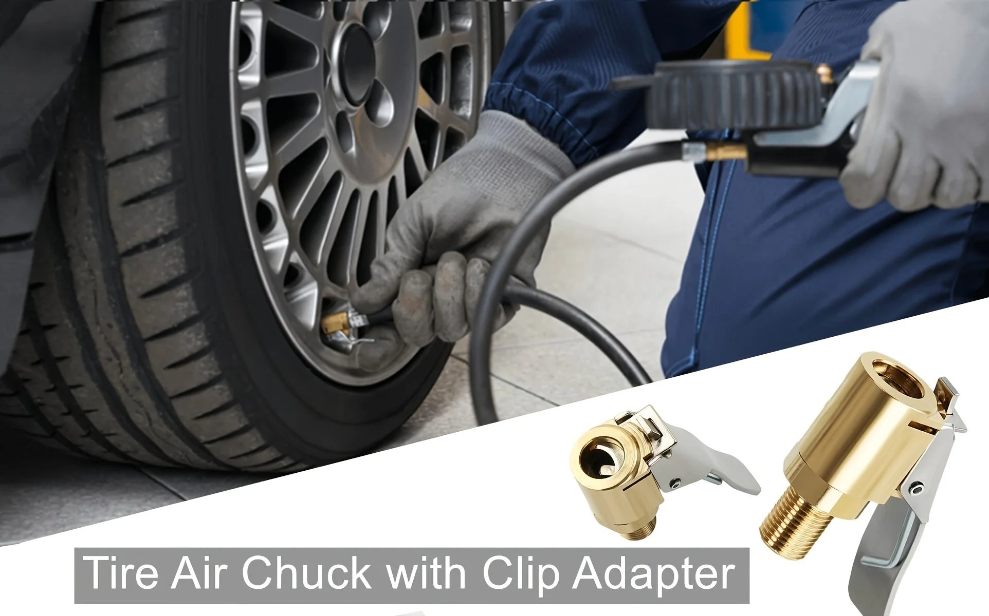 Brass Locking Nozzle Tire Air Chuck Clip Adapter - Automotive Grade for Efficient Inflation