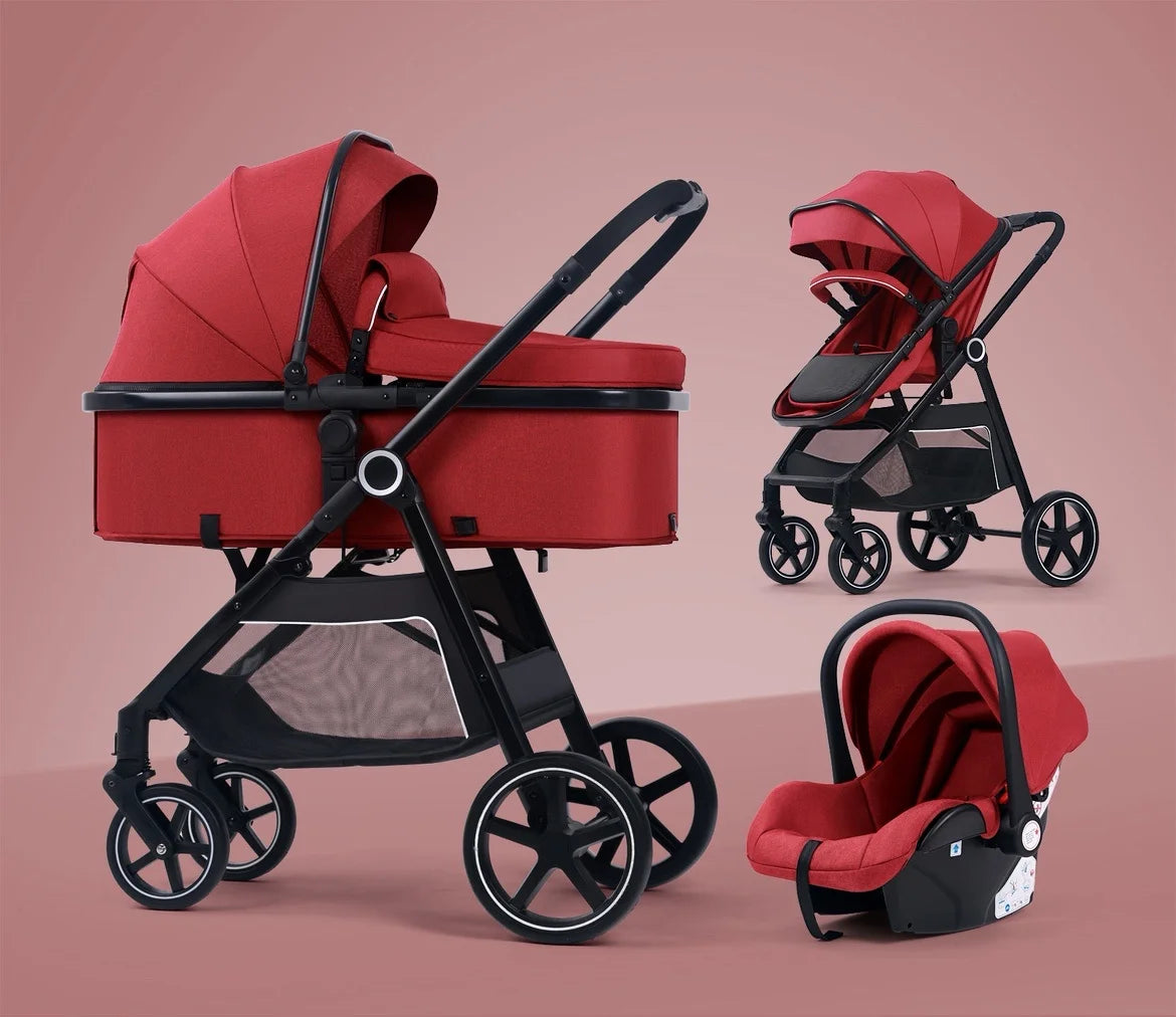 Multifunctional Three-in-one Stroller Lightweight Children's Stroller Deluxe High Landscape Stroller Foldable Newborn Carriage