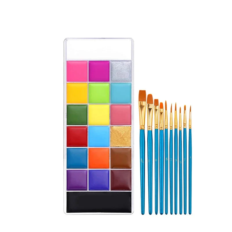 20 Color Sfx Children's Adult Painting Set Halloween Party Makeup Fancy Dress Beauty Palette Face Body Painting Oil and Brush