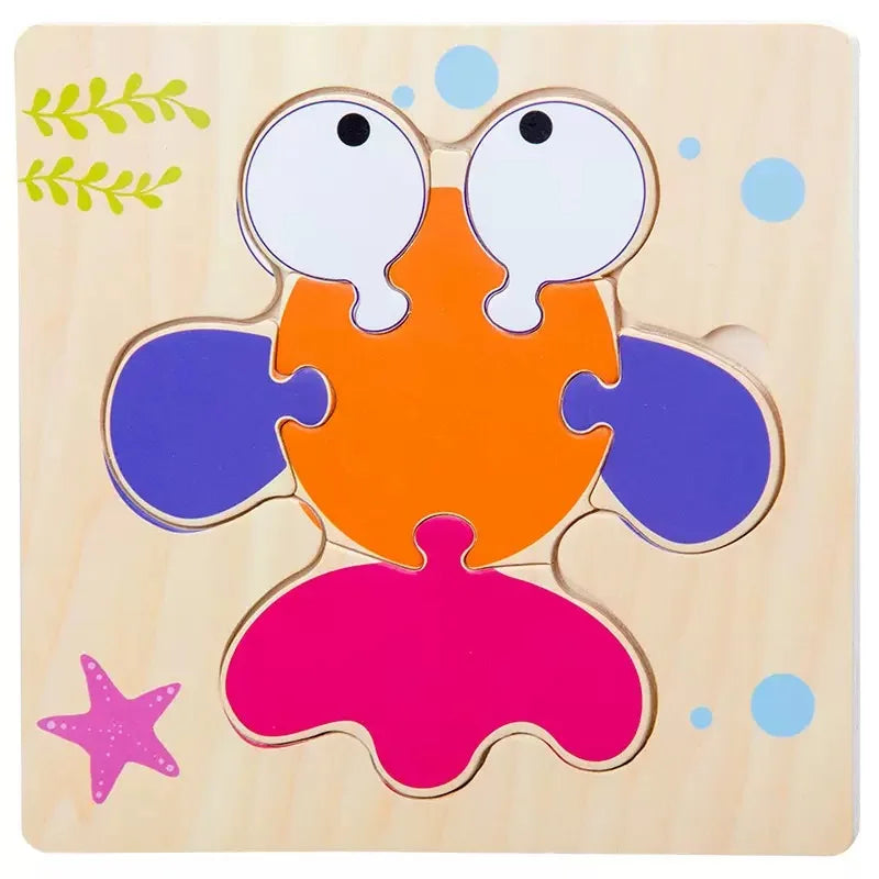 Wooden 3D Puzzles Tangram Shapes Learning Educational Cartoon Animal Intelligence Jigsaw Toys For Children Gift