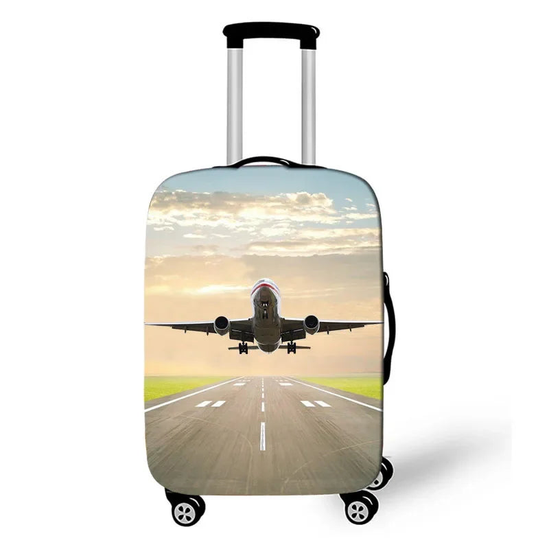 Airplane Go Travel Suitcase Covers Plane Aircraft Map Travel Elastic Trolley Case Protective Cover Anti-dust Luggage Covers Gift