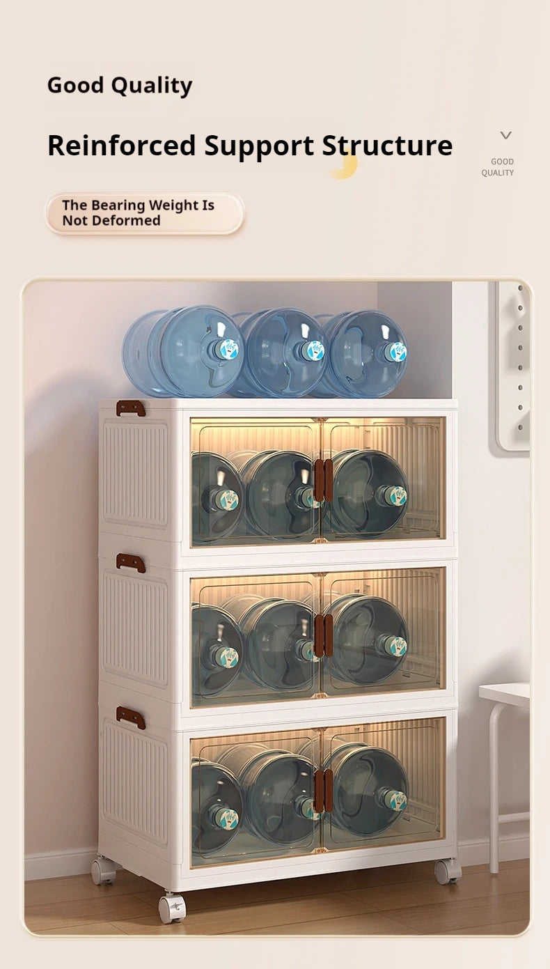 2025 Folding Living Room Cabinet Multifunction Closet Organizer With Wheel Stackable Sundries Large Capacity Storage Box Shelf