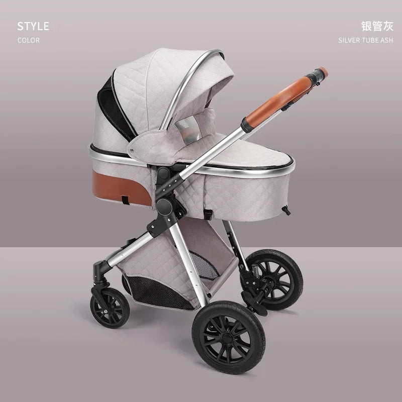 Luxury Baby Stroller 3 in 1 High Landscape Baby Cart Can Sit Can Lie Portable Pushchair Baby Cradel Infant Carrier