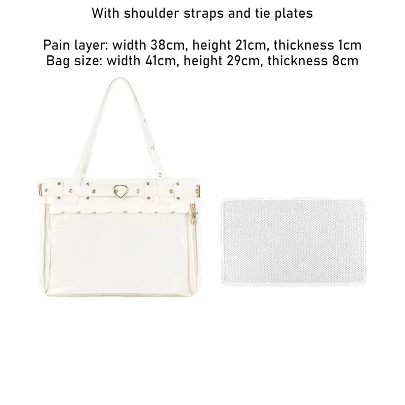 New Original Spicy Girl Cool Ita Bag Large Capacity Transparent Pain Layer Crossbody Bag Love Chain Ulzzang Shoulder Bag Handbag