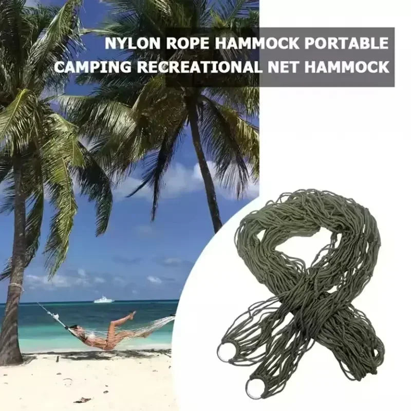 Portable Garden Outdoor Thickened Nylon Rope Hammock Indoor Mesh Hammock Portable Simple Hammock Swing Chair
