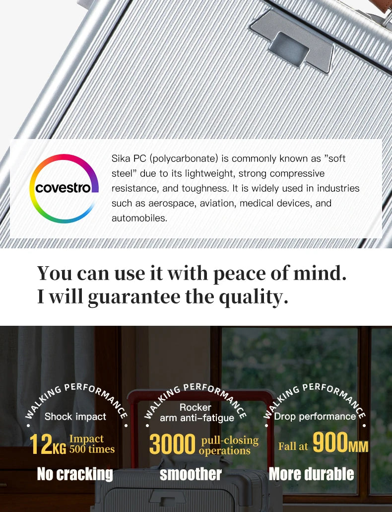 SUSHIMU Wide Trolley Luggage Front Opening Multi-Functional Women 20-Inch Small Lightweight Boarding Box 24-Inch Men's Suitcase