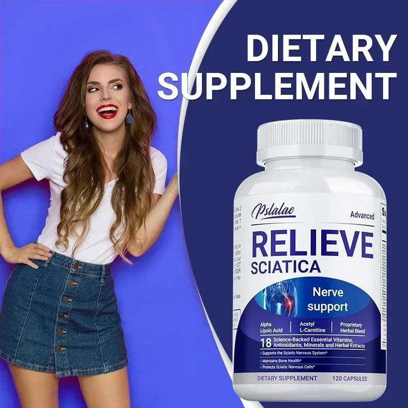 Relieve Sciatica Capsules - Contains B Vitamins To Support Sciatic Nerve Health, Soothe Nerves, Boost Energy - 120pcs