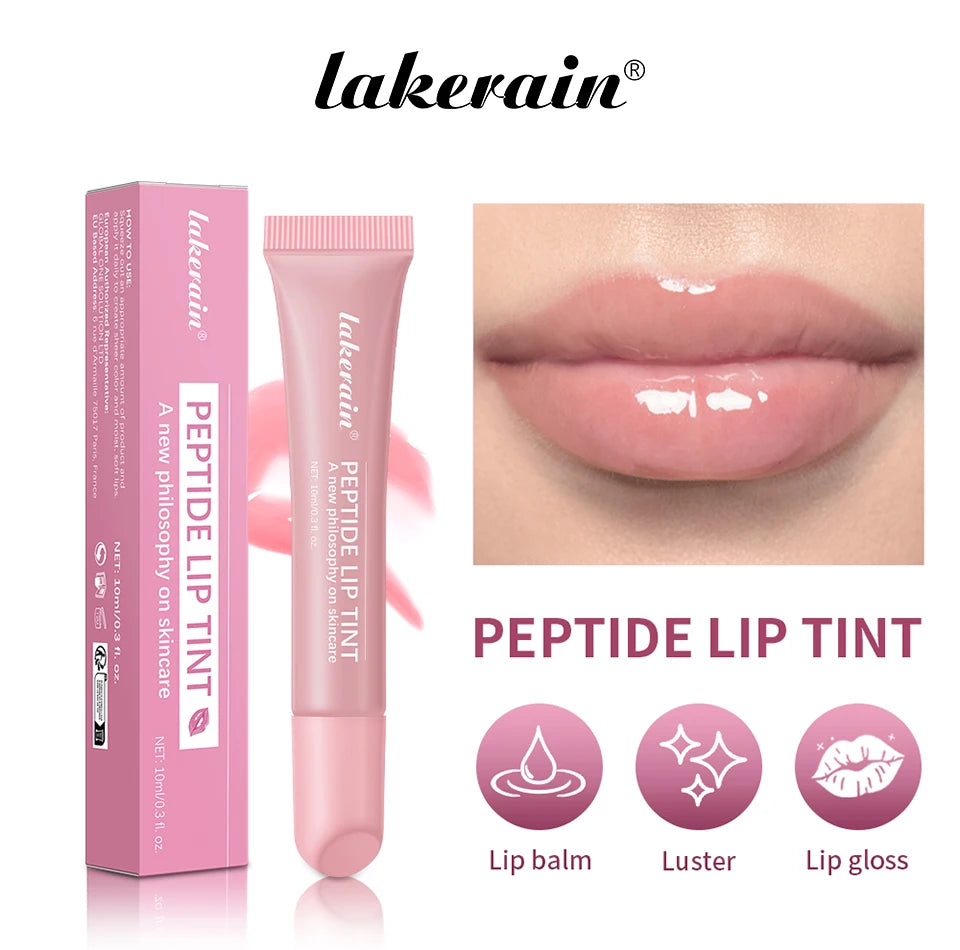 Lakerain Peptide Lip Tint — Fragrance-Free Tinted Lip Serum Gloss (10 ml)