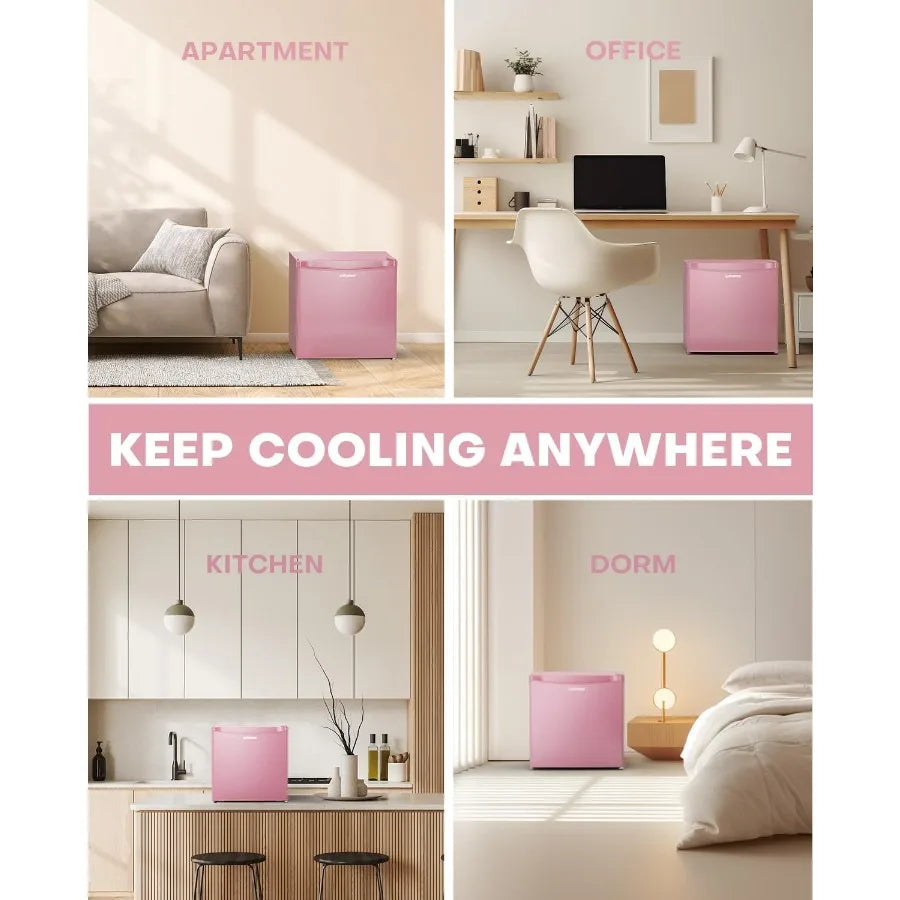 1.7 Cu.ft Mini Fridge with Freezer for Dorm Office Bedroom Adjustable Thermostat Energy Saving Low Noise Compact Single Door Re
