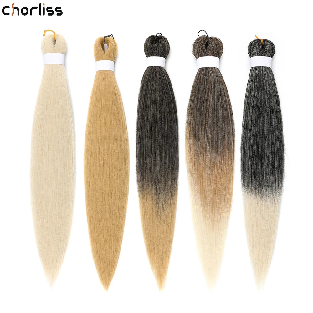 Chorliss Pre-Stretched Jumbo Braids — 24"/26" Synthetic Yaki Ombre (80–90 g, 105 Colors)