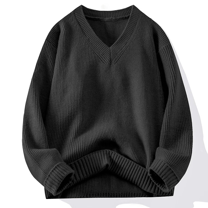 Pullover Knitwear Sweatshirts Long Sleeve Shirt Jacket Fashion V Neck Streetwear Tops Casual Wool Knit Sweater Men Clothes Coat