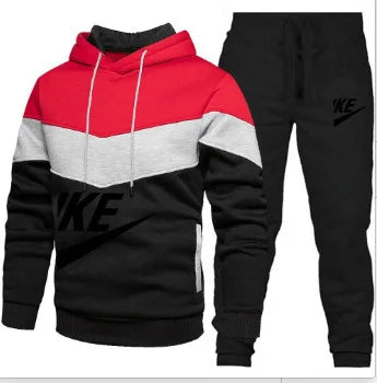 A new autumn and winter fashion combination hooded sweatshirt and sweatpants two-piece men's casual fitness jogging set