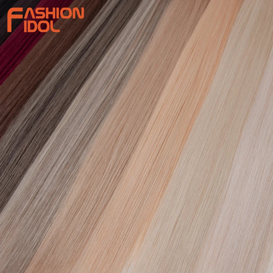 Bone Straight Hair Extensions Ombre Blonde Hair Bundles Super Long Hair Synthetic 24 Inch Straight Hair Full to End FASHION IDOL