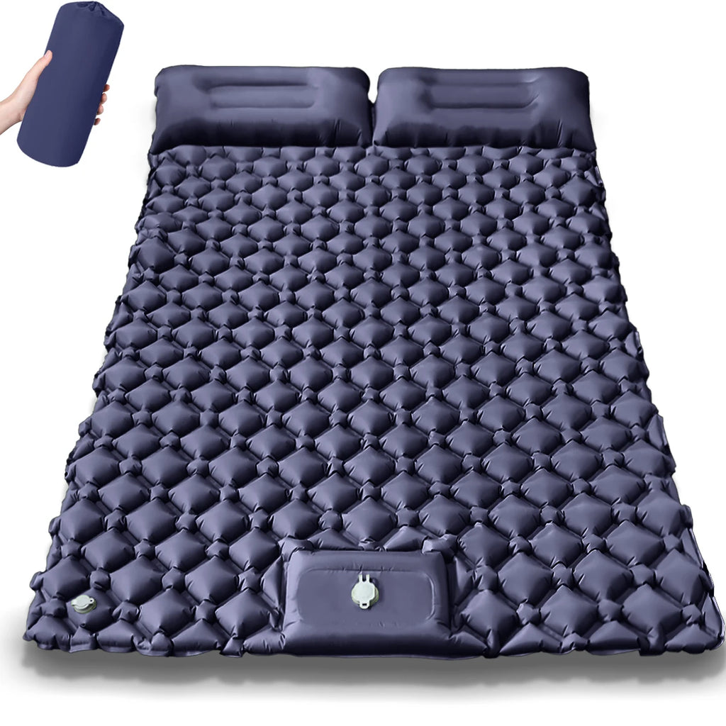 Hot Sale! 2025 Upgrade! Double Air Mattress Camping Blow Up Bed w/Built-in Pump Waterproof Portable Thickened for Outdoor Travel