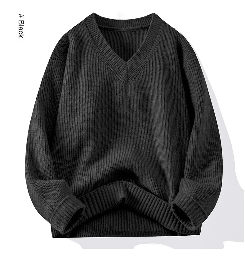 Pullover Knitwear Sweatshirts Long Sleeve Shirt Jacket Fashion V Neck Streetwear Tops Casual Wool Knit Sweater Men Clothes Coat