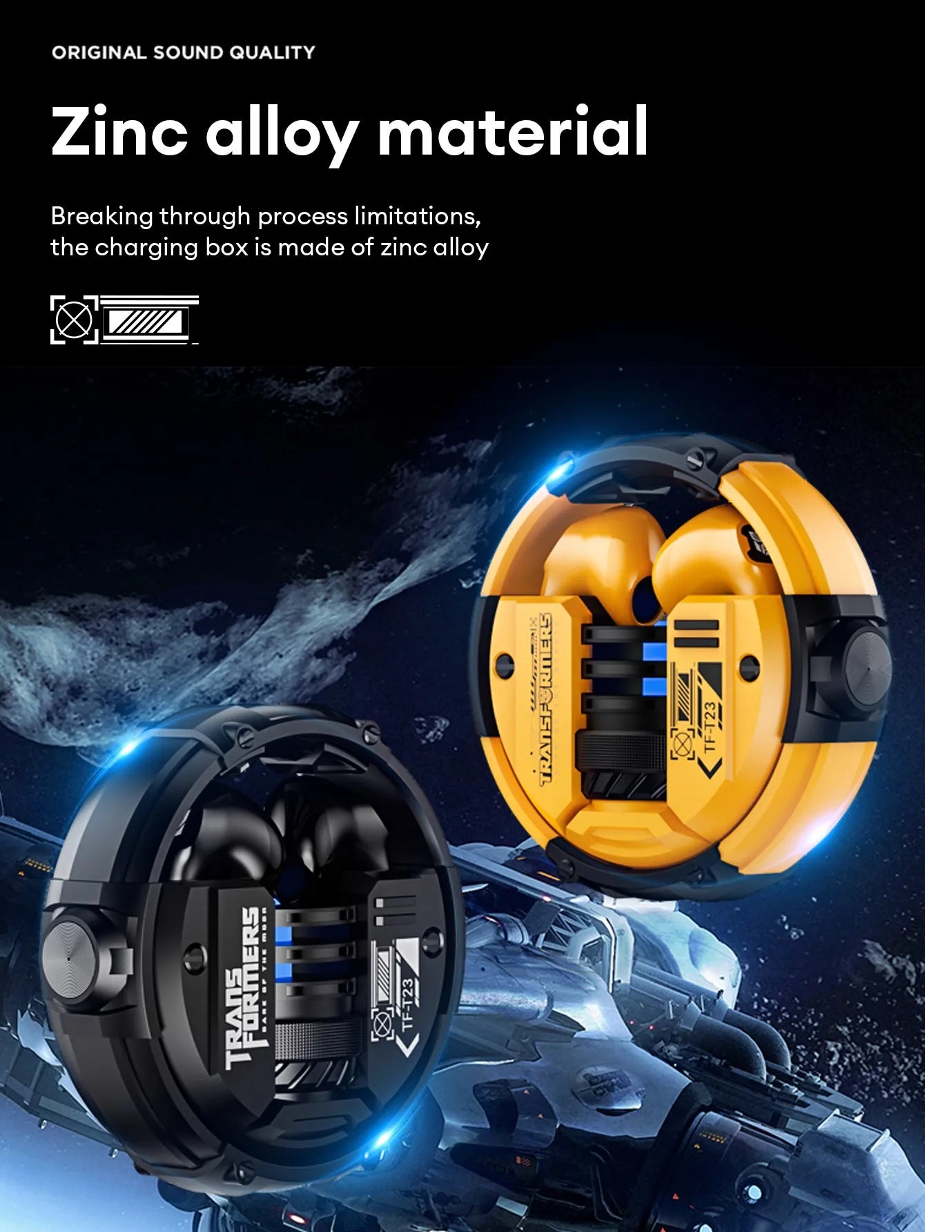 TRANSFORMERS TF-T23 TWS Earbuds — Bluetooth 5.4 Gaming Earphones