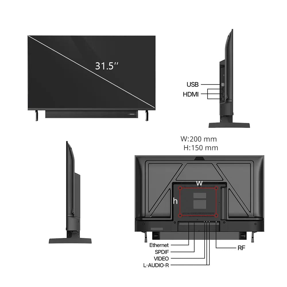 KONKA 32" Smart TV Tizen OS Powered By SAMSUNG Built-in 30W Soundbar HDR10 V-Max Display Theater Audio Dynamic Sound 1Y Warranty