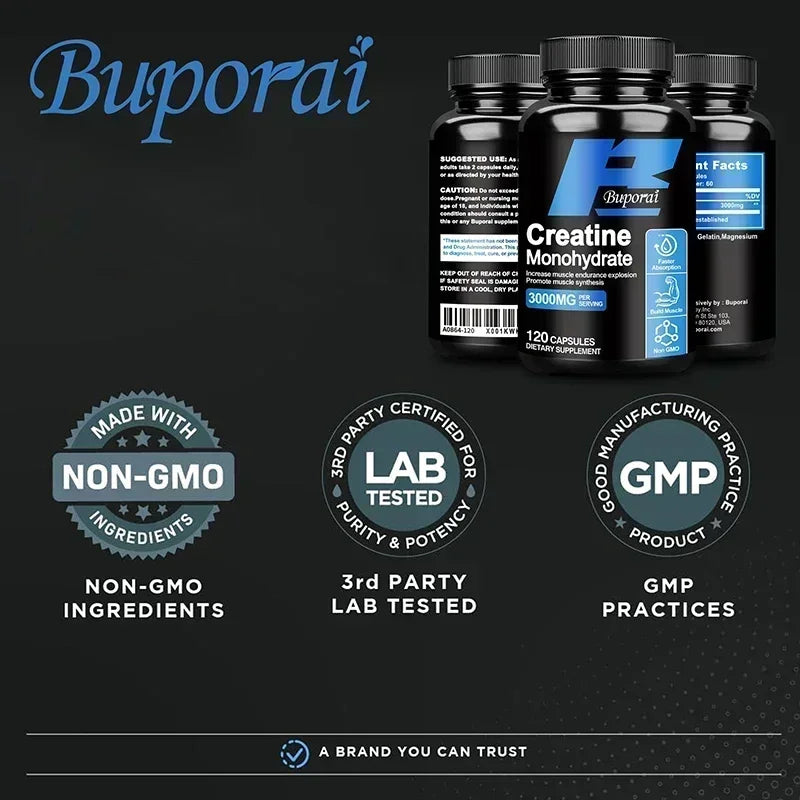 Xemenry Creatine Monohydrate — Muscle Growth & Performance Support (120 Capsules)