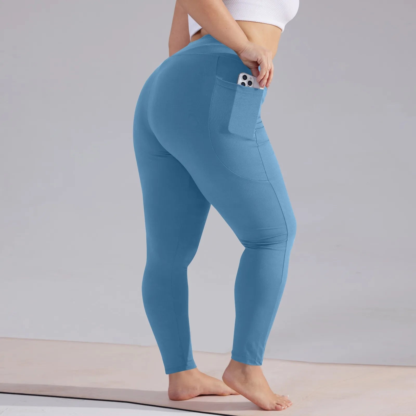 Plus Size Women’s High-Waisted Yoga Pants with Pockets – Hip Lift Athletic Leggings