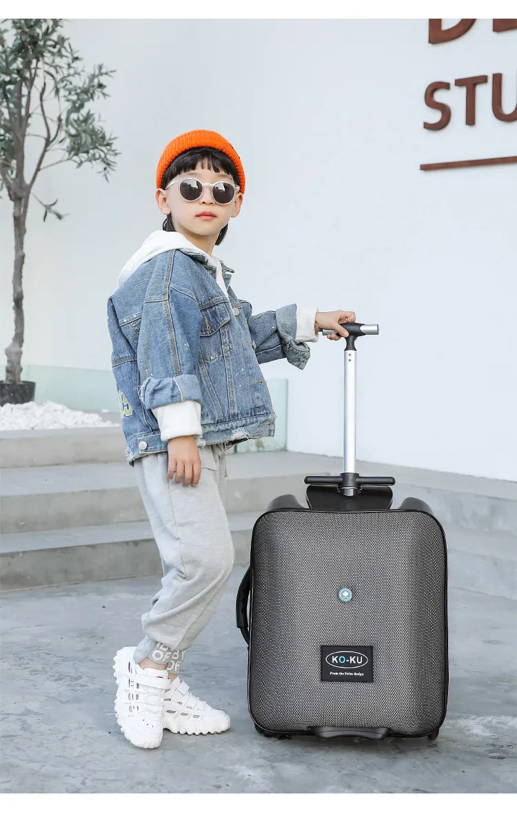 Formsio Kids Scooter Suitcase Lazy Carry On Rolling Luggage Box Sitting Trolley Bag For Baby