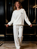 Women’s Fleece-Lined Winter Pajama Set – Warm Top & Ankle Pants