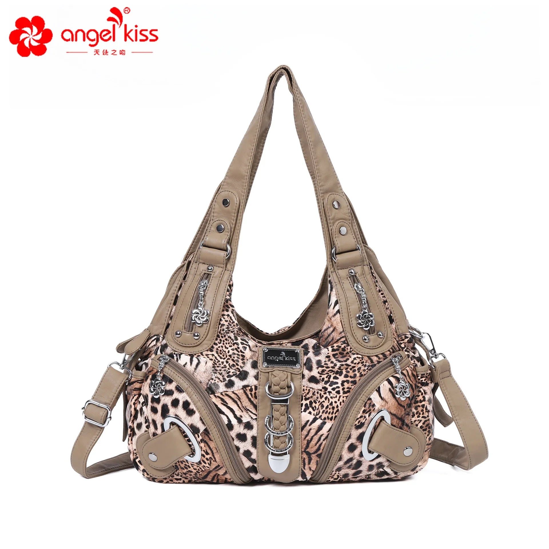 Angelkiss Women Handbags Leopard Bag Top-handle Handbag Fashion Satchel Dumpling Pack Shoulder Bag Tote Bag Hobos Large Purse