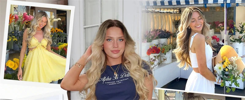 Honey Platinum Blonde Lace Frontal Wigs 13x4 Short Medium Woman"s Wig Glueless Loose Deep Synthetic Hair Mix 5% Human Hair