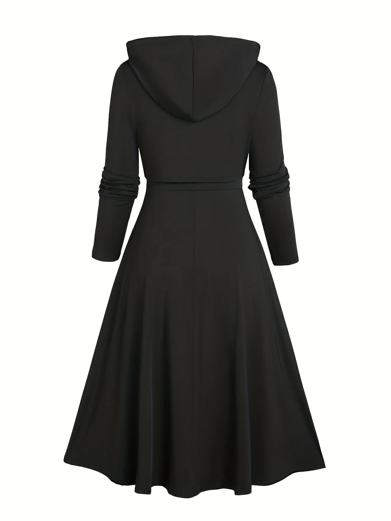 European and American Fashion Plus Size Chain Gothic Trial Dress with Long Sleeve Short-Sleeved Hooded Top Set