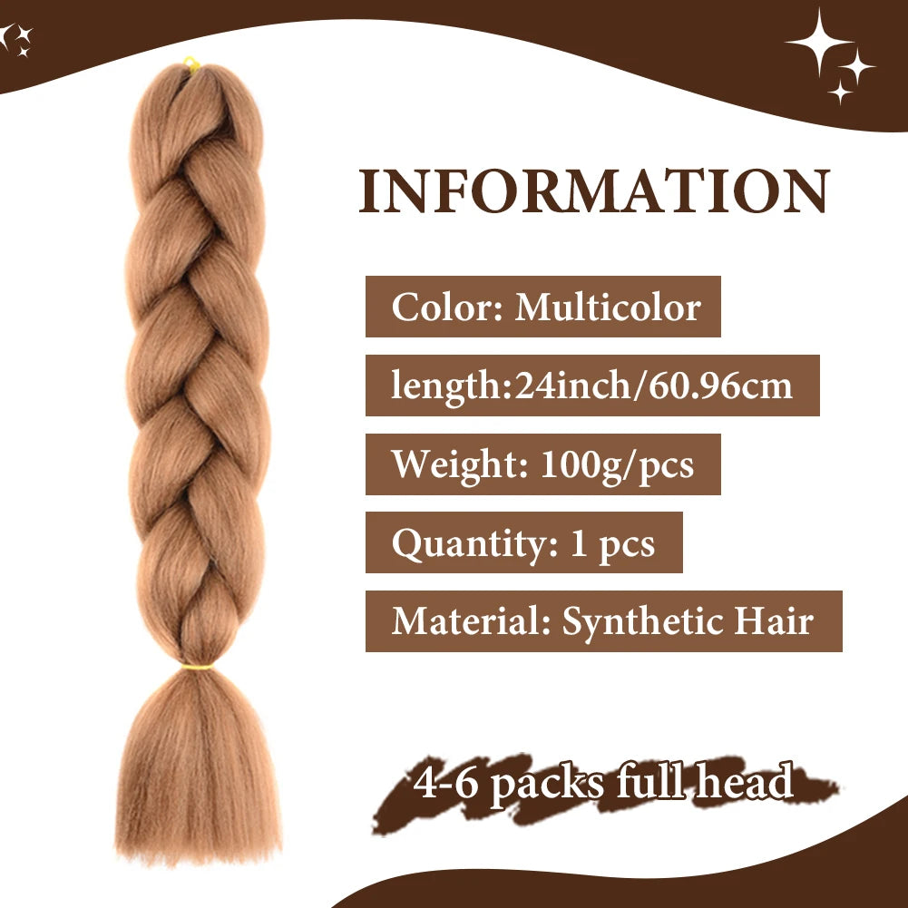 Jumbo Braids Extensions — 24" Synthetic Kanekalon Yaki Straight (Afro Ombre Piano Color)