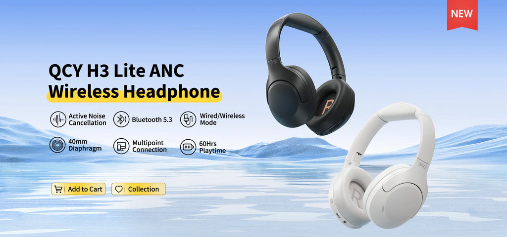 QCY H3 Lite ANC Wireless/Wired Headphones (BT 5.3, 60H)