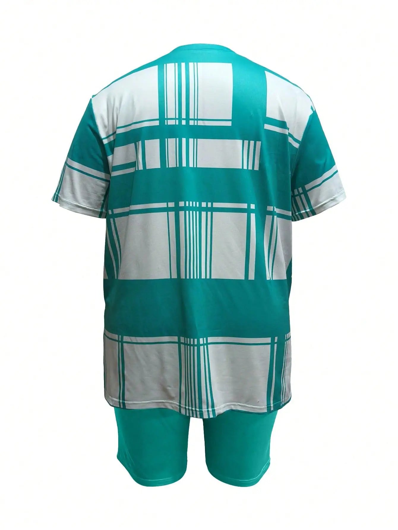 Plus Size Women’s 2Set 1XL-5XL Summer Check Print Two-piece Sets Casual Short Sleeve RoundNeck T-Shirt & Shorts  Loungewear