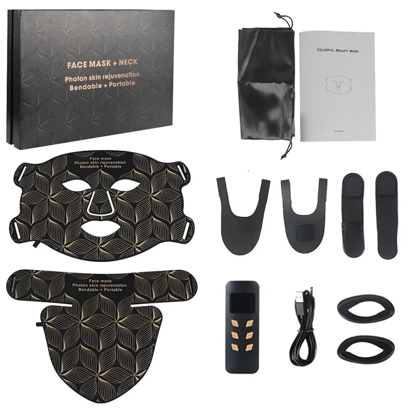 8 Colors Facial LED Mask with Neck Red Light Near Infrared Therapy Beauty Mask Anti Aging Skin Rejuvenation Lifting Tighten