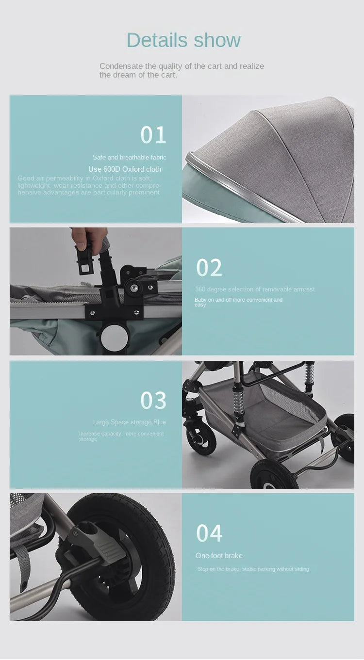 Warm House Portable Baby Stroller | High-Landscape Aluminum Frame Pram