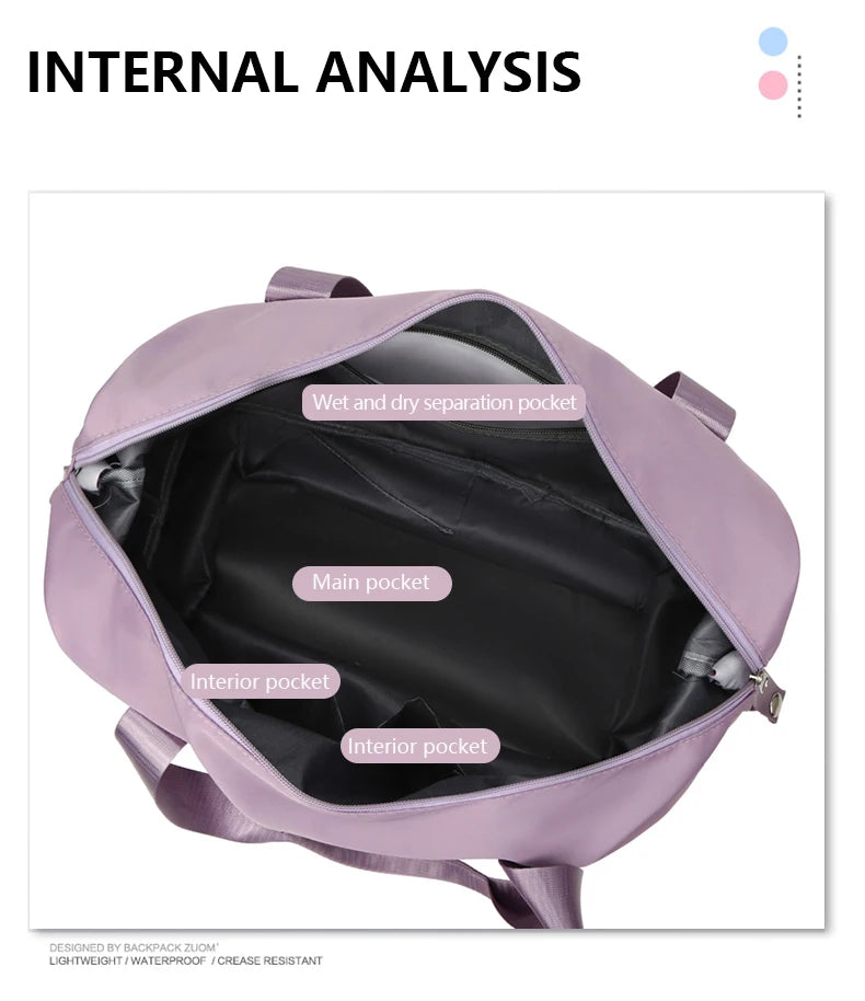 UNIXINU Carry On Travel Duffle Bag Nylon Waterproof Sports Gym Tote Bags for Women Large Capacity Storage Luggage Handbag