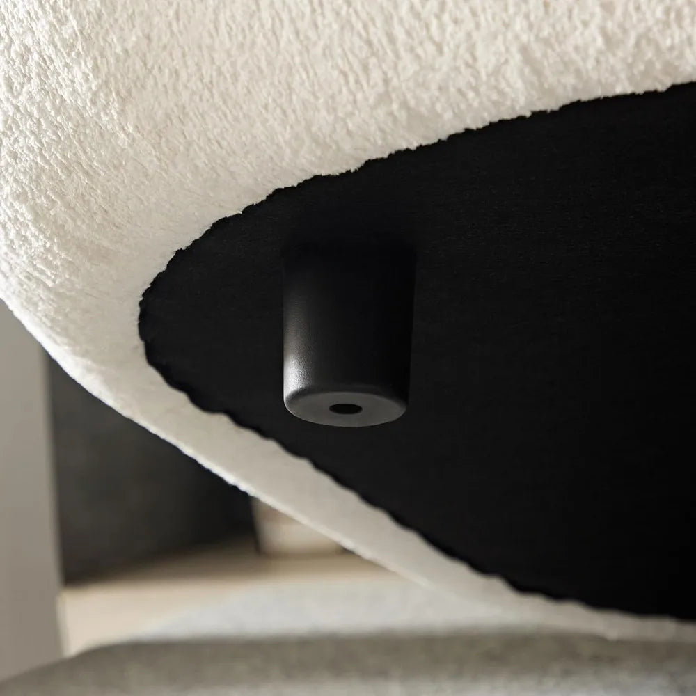 Contemporary 4-Seat Curved Sectional Sofa with Boucle Fabric and Pillows, Wooden Legs Living Room Furniture