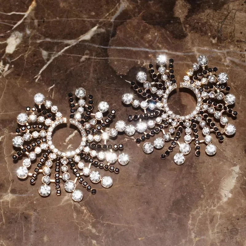 Big Round Rhinestone Dangle Earrings | Shiny Alloy Statement Jewelry for Women