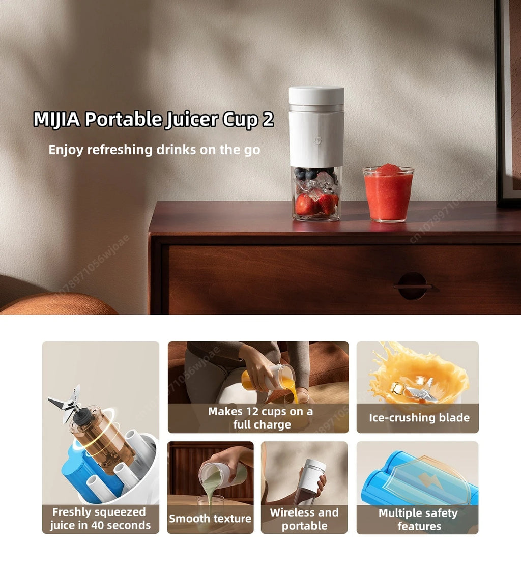 Xiaomi Mijia Portable Juicer 2 – 300 mL, Type-C, 40-sec Quick Blend