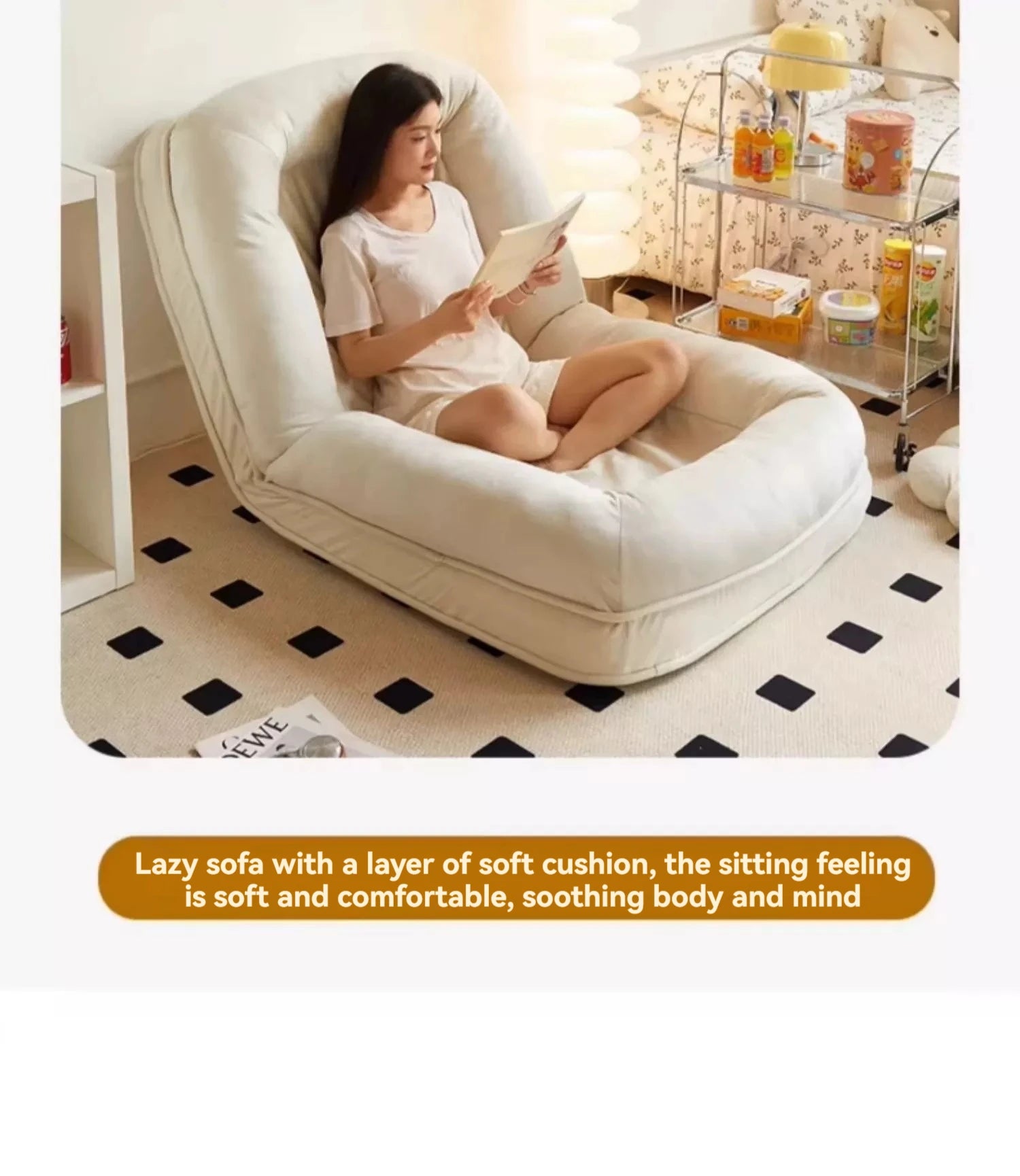 Human dog bed, lazy sofa, can lie down and sleep, internet celebrity tatami, foldable balcony, bedroom, small sofa,lounge chair