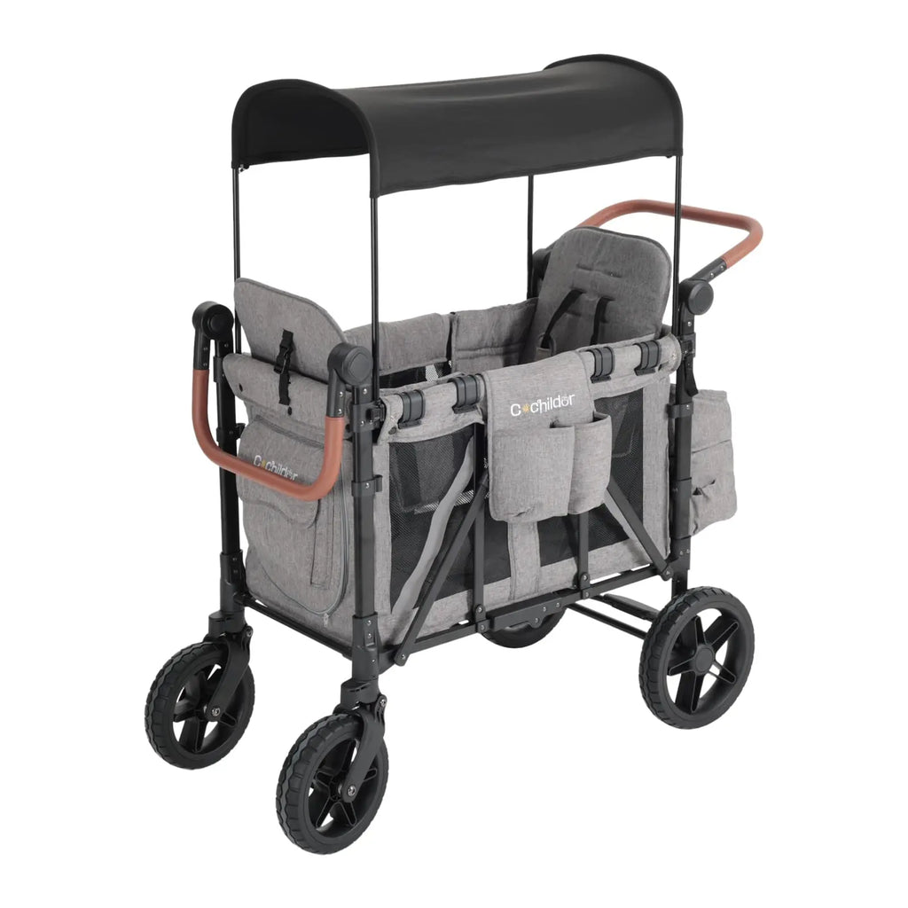Foldable Two-Seater Baby Stroller with Detachable Sunshade & Storage