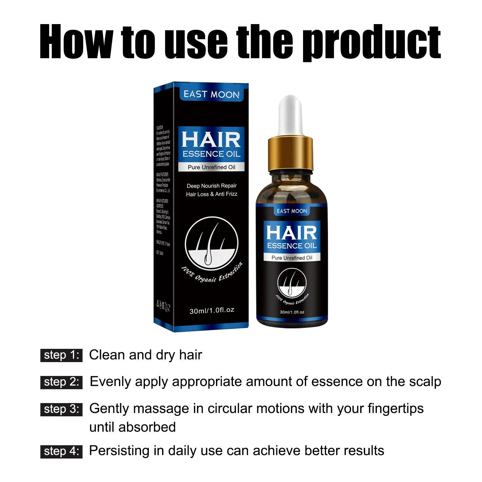 East Moon Vitamin E Hair Growth Oil – 30ml Hair Regrowth & Root-Strengthening Serum for Men