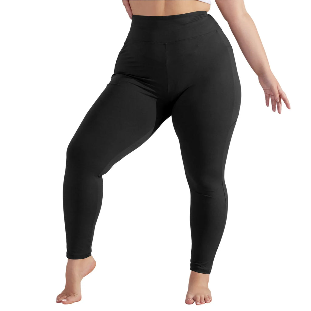 Plus Size Women’s High-Waisted Yoga Pants with Pockets – Hip Lift Athletic Leggings