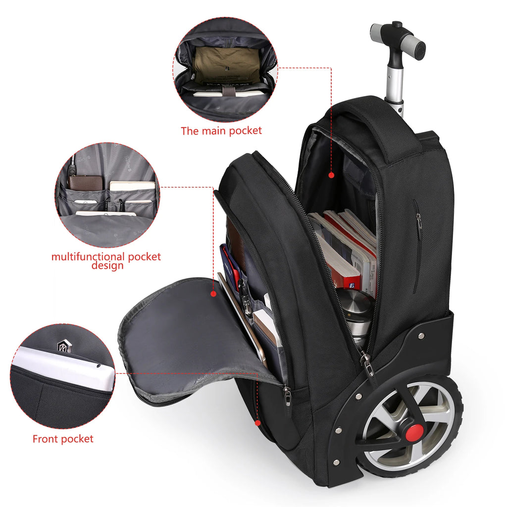 20 inch Rolling Luggage Backpack With Wheels Travel Suitcases Large Capacity Trolley Bags Multifinonal Laptop Carry on Backpack