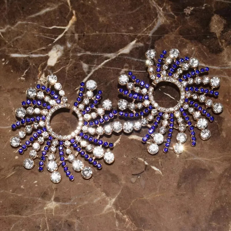 Big Round Rhinestone Dangle Earrings | Shiny Alloy Statement Jewelry for Women