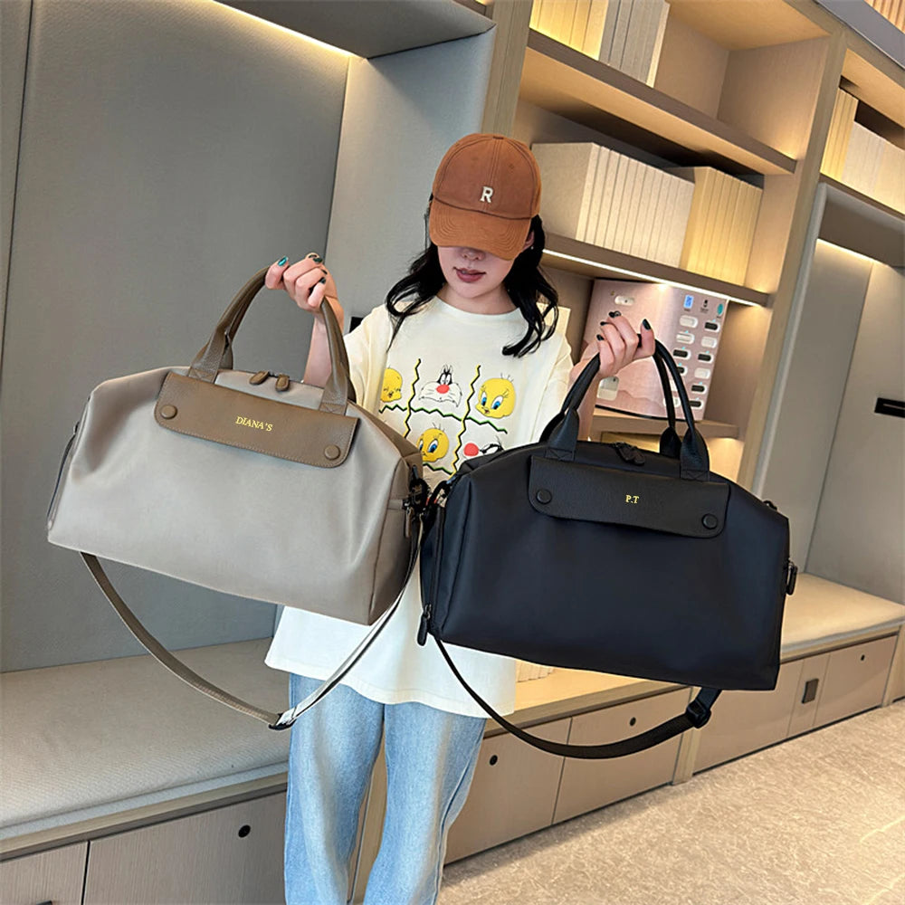 Travel Duffle Large Capacity Handbag Custom Name Canvas Business Trip Storage Bag Personalized Crossbody Bag Luggage Tote Bag