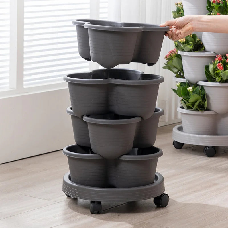 5-Pack Contemporary Stackable Self-Watering Planters